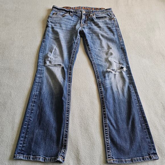 Rock Revival Ryker Jeans Mens 34x30 Straight Leg Medium Wash Soft Denim Pockets